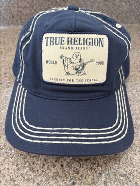 True Religion Navy Patch Logo Baseball Cap